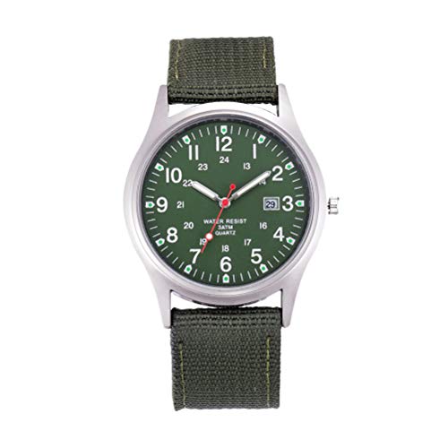 Male Watch 1Pc Fashion Men Quartz Watch Calendar Dial Canvas Band Wrist Watch Durable Male Watch (Green)