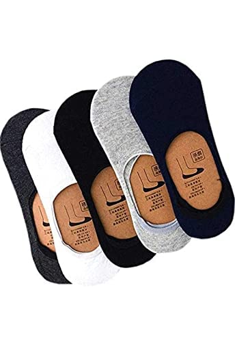 Image of Santosh Enterprises Unisex Ankle Socks No Show Socks, Loafer Sneakers Low Cut Cotton Black Grey Socks With Non Slip Grips (Free Size)