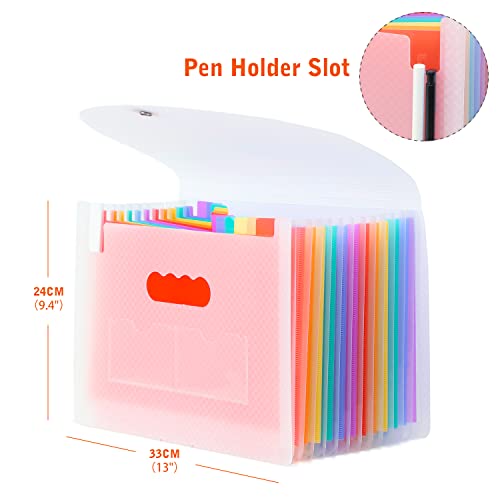 Mangotree 13 Pockets Expanding File Folder, Letter/A4 Size Accordion File Organizer, File Holder Organizer With Colored Tabs, Document Storage For Classroom, Home, Office And Travel #TOP2