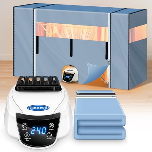 KPCB Tech Secadora de Ropa Portátil 2000W, Mini Secadora Ropa con Temporizador de 240 Min y Funda Tendedero Plegable, Secado y Aumento de la Temperatura Ambiente para Apartamentos en Invierno