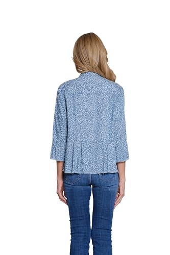 MULTIPLES Women's 3/4 Flounce Sleeve 2-Pocket Button Front Peplum Jacket3