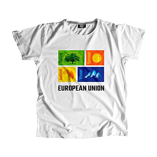 T-shirt Union Européenne blanc homme et unisexe imprimé avec les étoiles de l'UE en coton