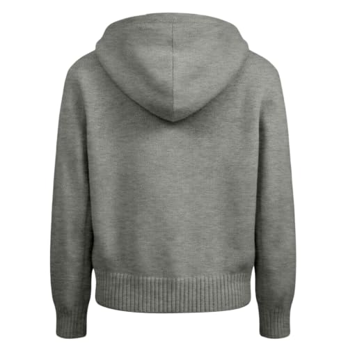 ZGTWHZY Hooded Cardigan For Women,Cardigan Sweaters For Women Knit V Neck Button Up Drawstring Long Sleeve Hooded Sweater Plus Size Oversized 2026 Fall Winter Hoodies,Grey,L — view 6