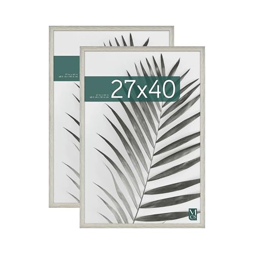MCS Studio Gallery Movie Poster Frame 27x40 Gray Woodgrain, Vertical & Horizontal Wall Hanging Large Picture Frame for Photos, Artwork & Custom Posters (2-Pack)