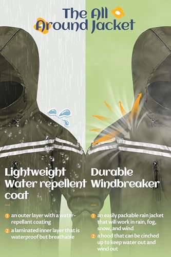 Image of CREATMO US Boys Girls Rain Coat Kids Reflective Cycling Jacket Waterproof Packable Children Windbreaker With Removable Hood