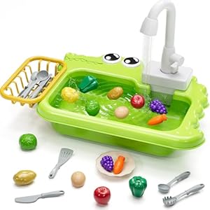 Lucky Doug Play Kitchen Sink Toys, Pretend Kitchen Play Sink with Running Water Toys for Toddlers 3-5, Play Food Sets for Kids Kitchen Toys, Birthday Toys Gifts for Toddlers Kids Girls 3 4 5 Years Old
