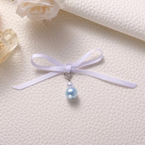 Image of MIXJOY Something Blue Gift for Bride, Wedding Day Bridal Blue Pearl Angel Wings Bouquet Garter Charm for Bride to Be