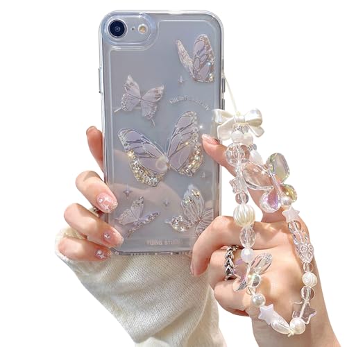 Coque iPhone SE/7/8 anti-choc à paillettes et cristaux scintillants