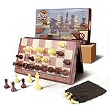 ♔JUEGO DE AJEDREZ MAGNÉTICO PARA PRINCIPIANTES: un juego de ajedrez tradicional popular, los jugadores que logran capturar al rey de su oponente son los ganadores del juego. El tamaño del tablero de ajedrez es de 30 x 30 x 2 cm. Las 32 piezas de ajedrez magnéticas son exquisitas y vívidas, hay una franela en la parte inferior de la pieza de ajedrez, que es antideslizante, resistente al desgaste y resistente a la suciedad. El tamaño mediano y para principiantes.