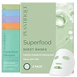 PLANTIFIQUE Superfood Facial Sheet Mask Variety Box 5 Pack – Face Mask Set with Coconut, Aloe, Vitamin C, Centella & Collagen – Hydrating & Refreshing – For All Skin Types