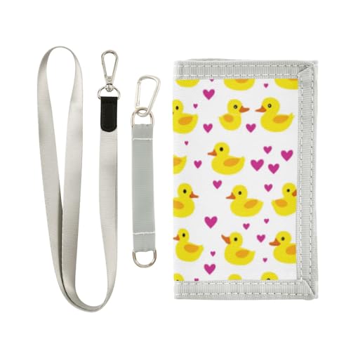 Wusikd Yellow Ducks Kids Wallet for Boys Girls Heart Polka Dots Toddler Trifold Wallet Novelty Wallet for Teens Women Men