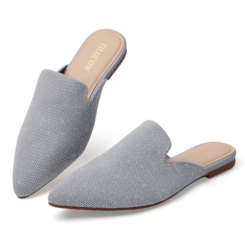 Image of Tilocow Knit Mules Office Slip on Loafers Business Casual Flats for Women