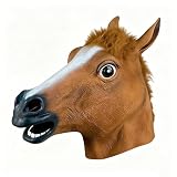 CHIYOSING Horse Head Mask for Adults, Natural Latex Horse Costume Mask for Halloween Parties and Cosplay, Brown