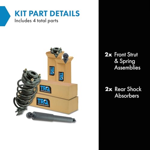 Image of TRQ Front and Rear Complete Strut Assembly & Shock Absorber Kit Complete Strut & Coil Spring Assembly Compatible with 2009-2012 Volkswagen Routan