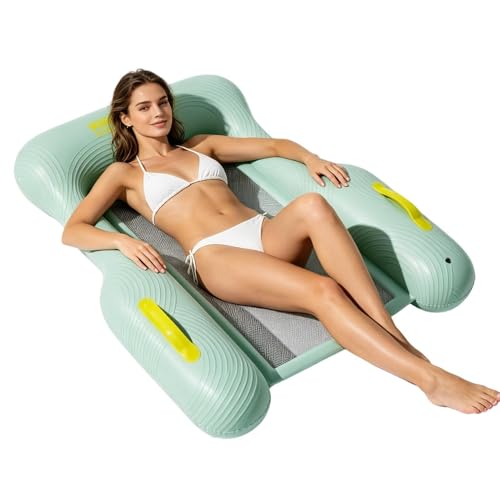 Chaise flottante pour piscine à support trois côtés et dossier gonflable ergonomique
