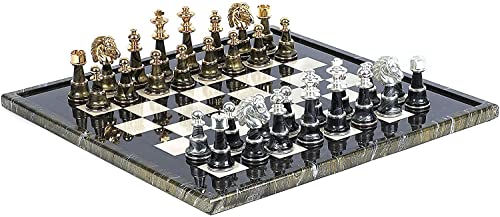Juego de Ajedrez de Lujo Mancini de Bello Games — Piezas de Latón Macizo Chapadas en Oro y Plata de 24K, Tablero de Arce y Briarwood, Hecho en Italia miniatura 2