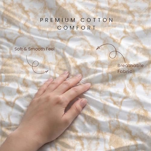 Image of VELOURA - The Signature of Sleep. Tie-Dye Bedsheet Set, 100% Cotton, King Size 108x108 Inches, 300 Thread Count, with 2 Pillow Covers, Yellow