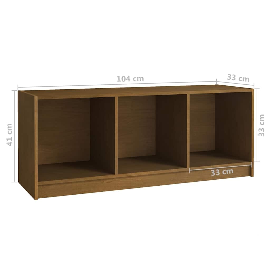 Szafka pod telewizor miodowo-brązowa, 104 x 33 x 41 cm, wykonana z litego drewna sosnowego, szafka pod telewizor, schowek do salonu, kina domowego