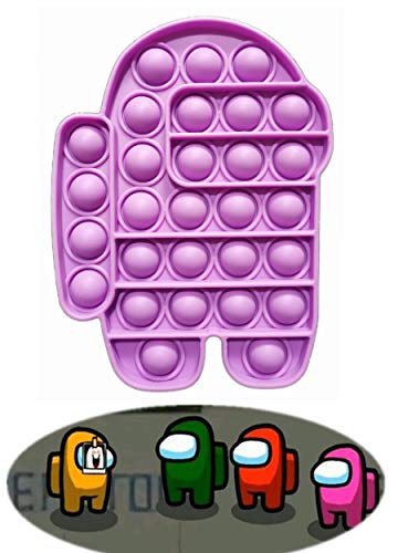 Human Shape Among us Push Pop Slicone Bubble Fidget Sensory Toy, Stress Relief and Anti-Anxiety Tool (Purple)