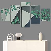 SIGNWIN 5 Panel Canvas Wall Art Modern Art Decorative Elements Fun Illustrations Leaves Multicolor Patterns for Home Decorations Ready to Hang - 60