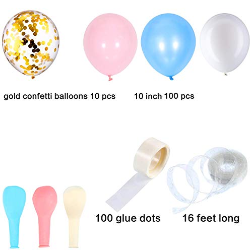 Image of GrandShop Rubber Balloon Arch Decoration Kit (Blue, Pink, White) -112 Pieces