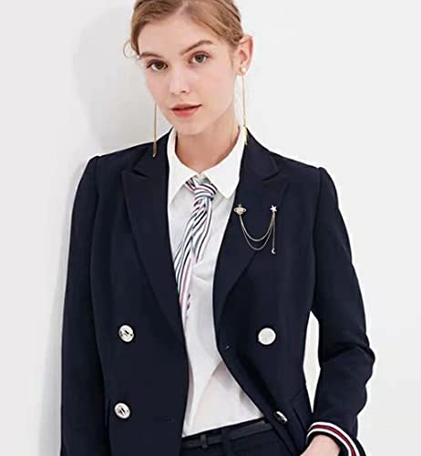Image of Fashion Planet Star Brooch Pin Cubic Zirconia with Crystal Tassel Chain Crescent Moon Clip Coat Suit Corsage Lapel Brooches Pins for Women Girls Clothing Jackets Badges