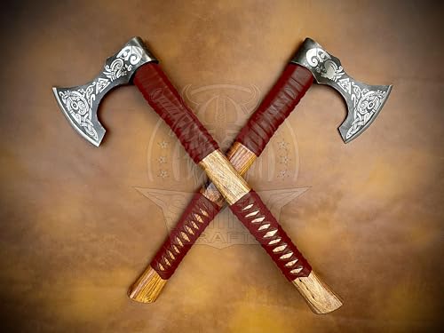 SHINY CRAFTS-Norse Viking Axe Camping Hatchet Berserker Axes-Viking Axe Hatchet Throwing Axes Hand Axe Gifts for him Wood Working Tool Viking Gifts for Men Tomahawk Bearded Axe (VBA 17)