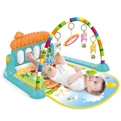 Image of Storite Kick and Play Musical Keyboard Mat Piano Baby Fitness Rack with Hanging Rattles Light, Musical Keyboard Mat Piano Multi-Function Gift for Kids
