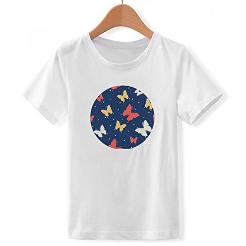 T-Shirt Blanc Imprimé Papillon en Points Multicolore Garçon XXXL
