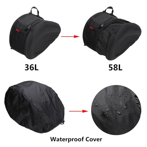 Alforjas laterales para motocicleta, 58 L, impermeables, tejido Oxford con diseño reflectante, ajuste universal, color negro miniatura 3