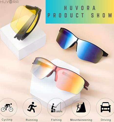 Image of Foldable Sports Sunglasses for Cricket Riding Driving Cycling Anti Glare Rimless UV400 Protected Goggles for Men Mirrored Shades for Man Stylish Branded Night Driving Glasses