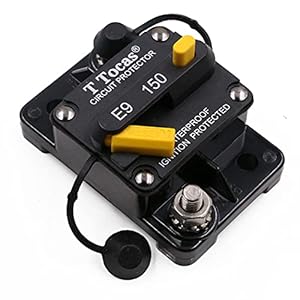 Hi-Amp 150A Circuit Breaker with Manual Reset for Car Audio Battery Solar System 12V – 48V DC Waterproof 150 Amp Switchable