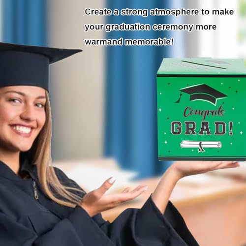 Image of Graduation Card Box 2026 Green Graduation Party Decorations Graduations Card Box Holder Foldable Congrat Grad Cards Gift Boxes 2026 Graduations Decoration for Class of Graduate Party Supplies Favor