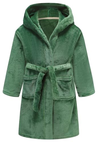 Listado de Albornoces para Niño para comprar online. 44 ECGK - Bata de forro polar con capucha para niños de 2 a 16 años, Verde, 4-5T