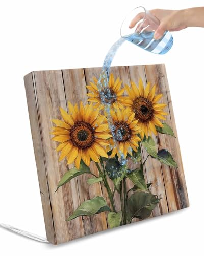 Hokiten Vintage Sunflower Outdoor Cushion Chair Cover Set of 2 - Waterproof Couch Seat Covers, Farmhouse Wooden Botanical Flowers Patio Furniture Protector Cushions Slipcovers for Sofa/RV, 22