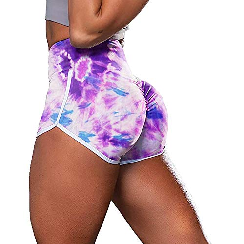 Aniywn Women's High Waist Ruched Workout Shorts Scrunch Booty Gym Yoga Pants Waist