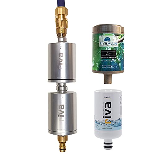 rivaALVA Explorer Overland Edelstahl - Outdoor Wasserfilter mit GEKA-Anschlussset - Bakterien- und Schadstofffilter zur Betankung eines Reisemobil