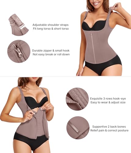 Image of Nebility Waist Trainer for Women Corset Shapewear with Zipper Women's Waist Cincher Tank Top with Adjustable Straps