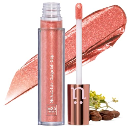 M2U NYC Light Peach Metallic Lipstick (Baby Coral) – No Smudge, Waterproof