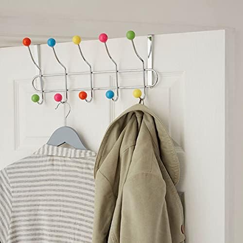 Almineez Chrome 10 Hook Over The Door Clothes Hanger Multi Coloured Coat Hooks Tidy Storage