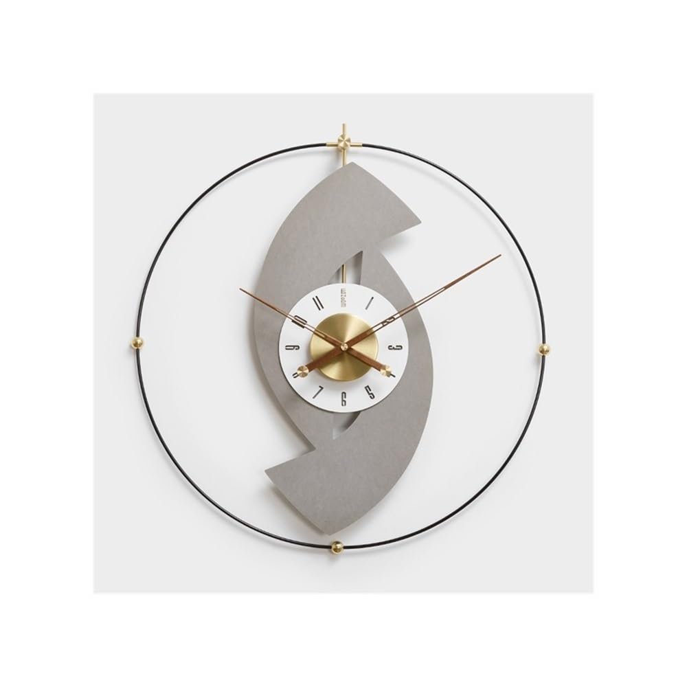 J9V4G6S3B5 Analogue Wall Clock 60cm Restaurant Decoration Clock Living Room Light Luxury Large Non Perforated Simple Wall Gray/black for Room Decoration(Gris)