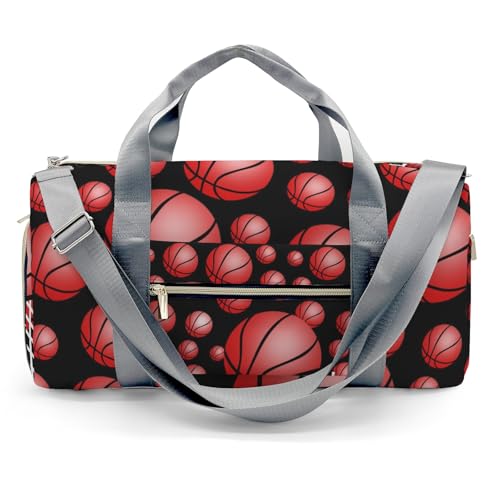 Red Sport Basketball Travel Duffel Bag,Sports Tote Gym Bag,Shoulder Weekender Overnight Bag for Women2