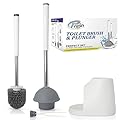 True Fresh Toilet Brush and Plunger Set with Holder Caddy -Stainless Steel Brush and Toilet Plunger for Heavy Duty -2-in-1 Scrubber Combo with Hidden Tweezer & Extendable Plastic Handle