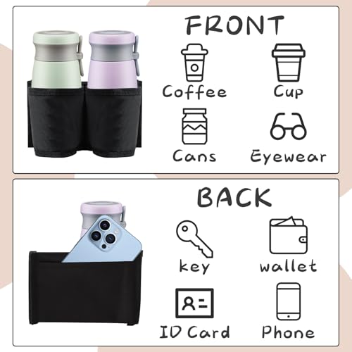 Image of Luggage Cup Holder, Free Hand Luggage Cup Holder for Suitcases Luggage Travel Cup Holder Essential Luggage Accessories Gift for Travelers Flight Attendants (Black)