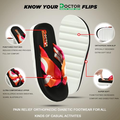 Image of DOCTOR HEALTH SUPER SOFT Women's Classic Ultra Soft Flip Flops with Cushion Footbed for Adult | Comfortable & Light Weight | Stylish & Anti-Skid | Waterproof & Everyday Slip-on for Ladies