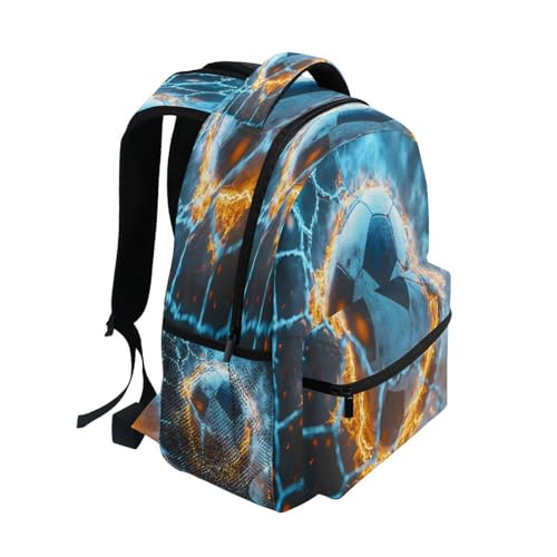 Soccer Football Net Fire Backpack for School Boys Girls Adults Kids Bookbag Laptop Bag 18L2