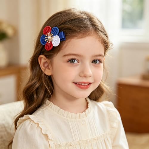 Pinzas para el cabello 4th of July rojas, blancas y azules miniatura 4