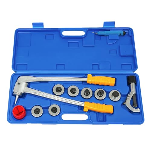 Expander-expansor de tubos, 10-28 mm, juego de expansores manuales, 7 cabezales expansores, 1 cortador de tubos, 1 herramienta de biselado, 1 escariador de desbarbado, juego en maletín