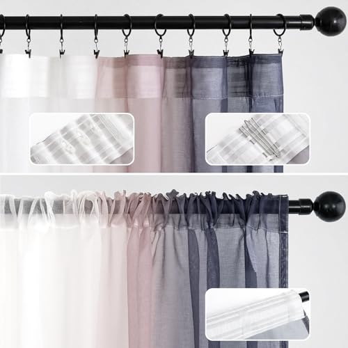 MIULEE Zweifarbige Voile Vorhänge Kräuselband 2er Lila 140x160cm – Ansicht 3
