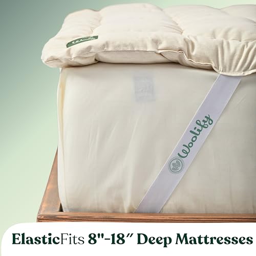 Organic Merino Wool Mattress Topper - Luxury Pillow Top Mattress Pad, Handmade, Non-Toxic, Cooling & Hypoallergenic, Natural Back Pain Relief, Sustainable Bedding (Twin XL)